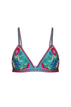 TOP BORDADO LYCRA STRIPS AZUL