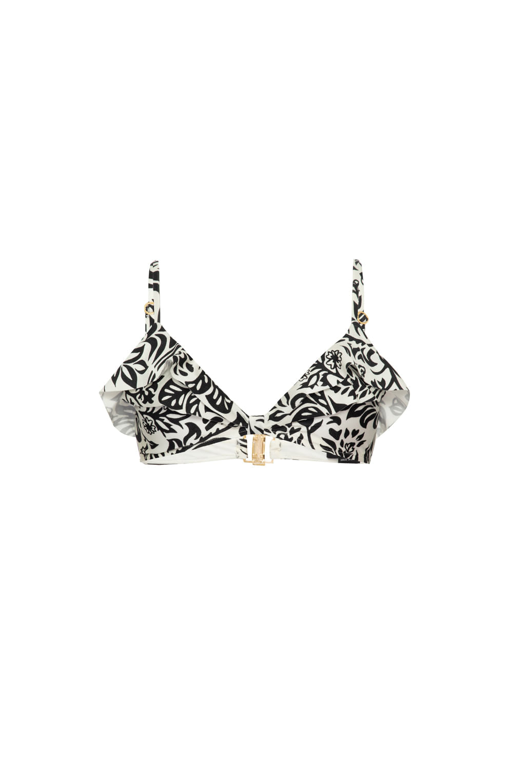 Top biquíni alcinha tropical gráfico off white