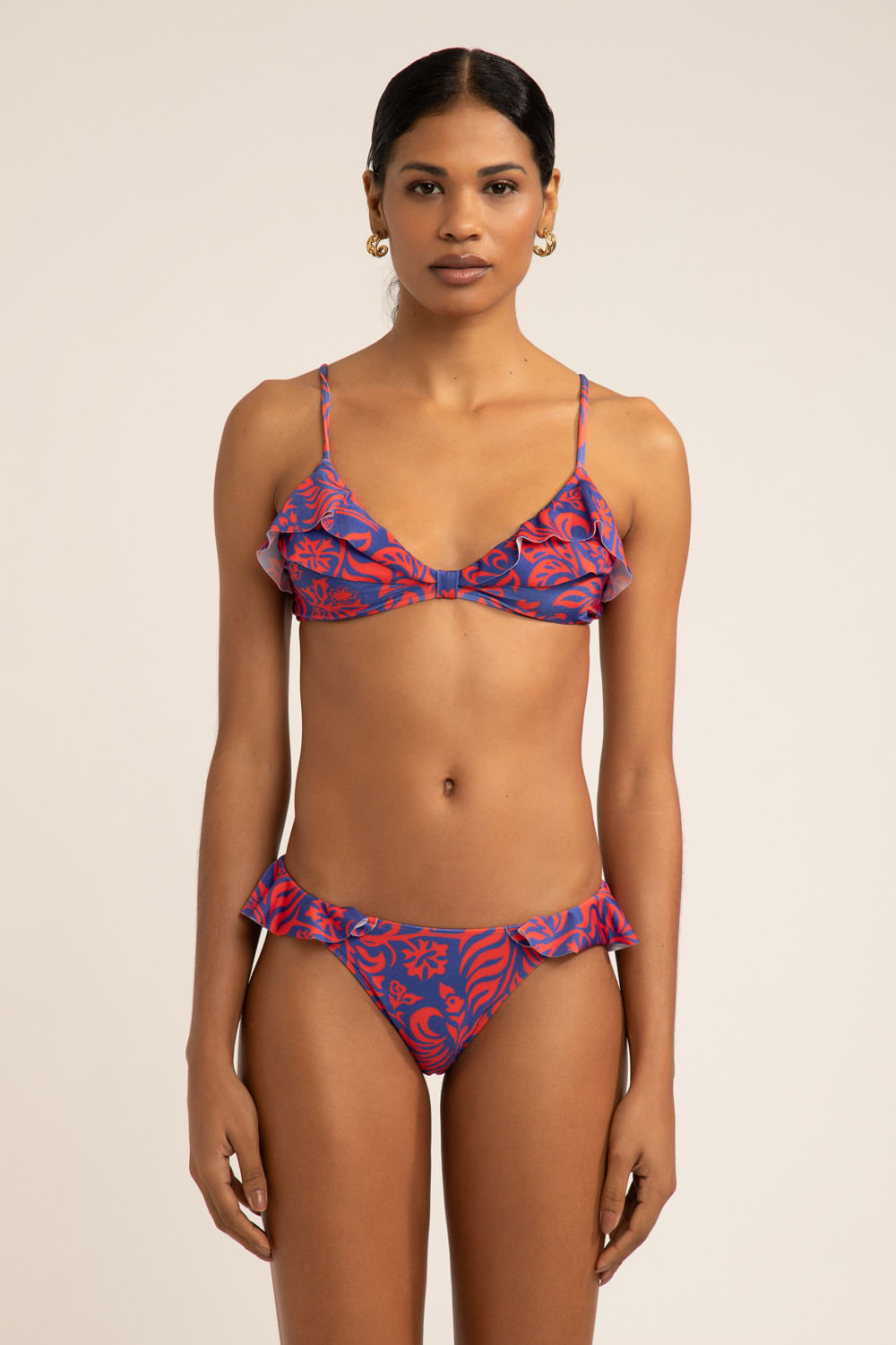 TOP BIQUÍNI ALCINHA TROPICAL GRÁFICO AZUL