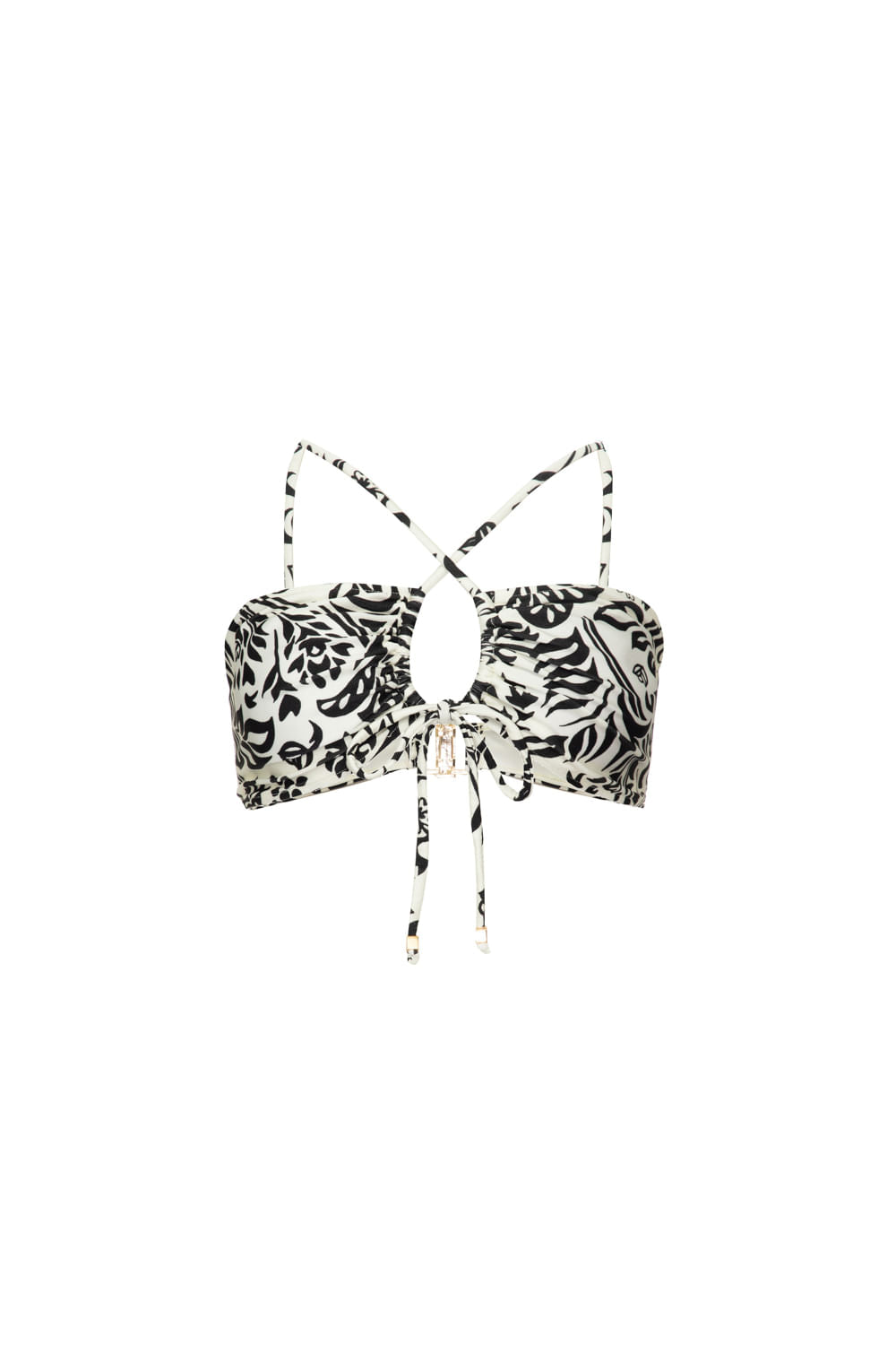 TOP BIQUÍNI TRANÇADO TROPICAL GRÁFICO OFF WHITE
