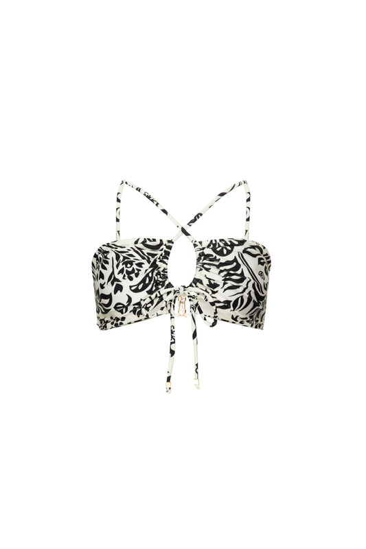 TOP BIQUÍNI TRANÇADO TROPICAL GRÁFICO OFF WHITE