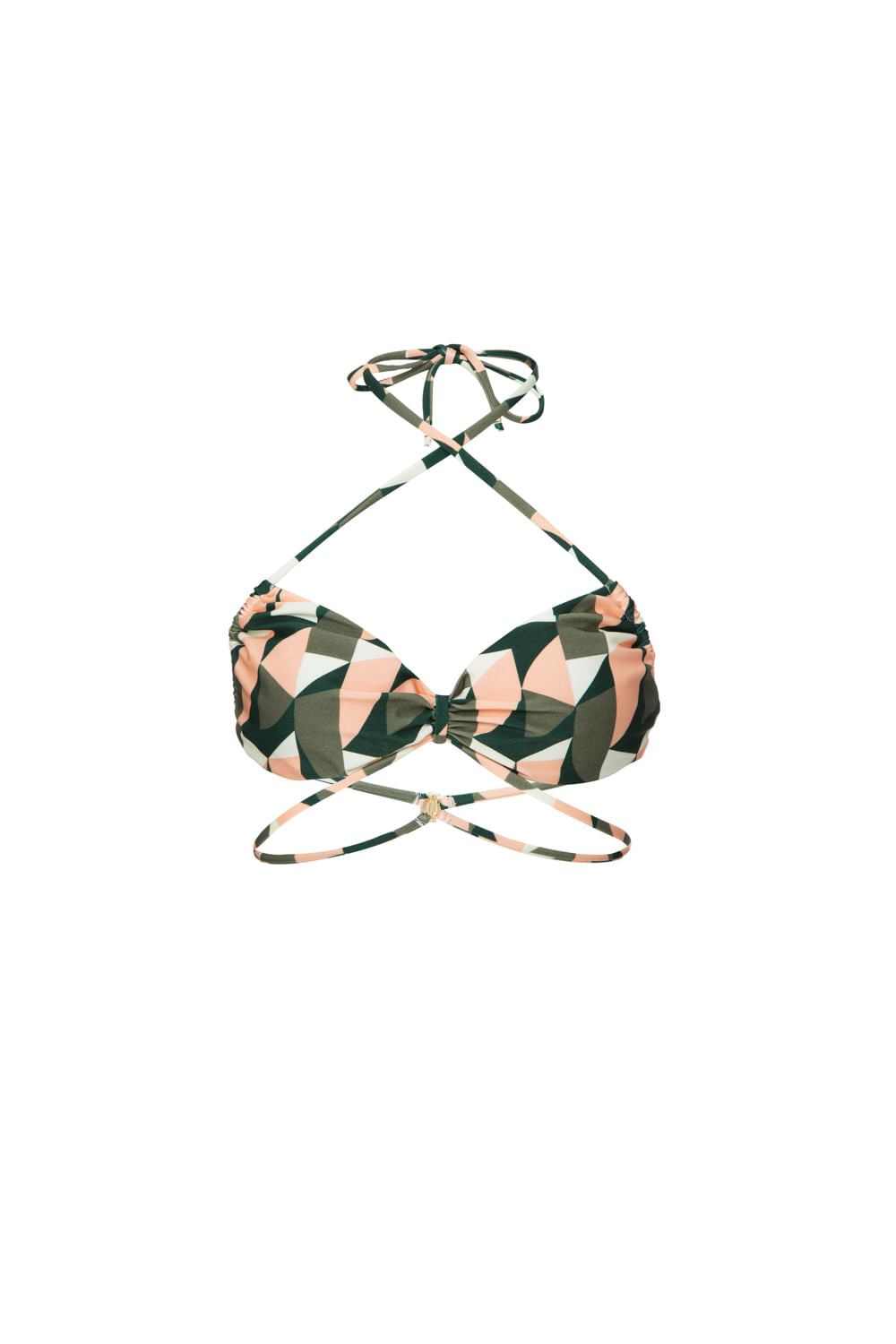 TOP BIQUÍNI AMARRAÇÃO GEOMÉTRICO ZELLIJ VERDE