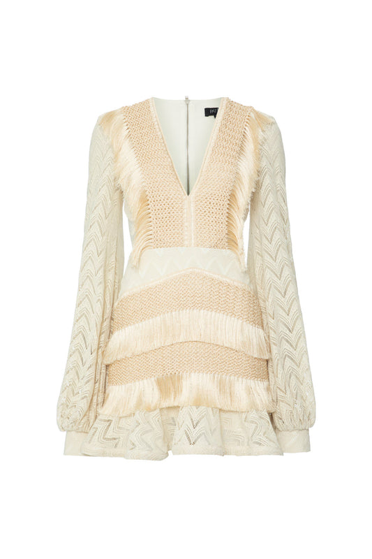 VESTIDO CURTO FRANJAS DEEP DIVE OFF WHITE