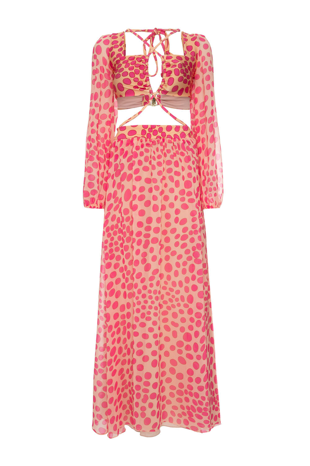 VESTIDO LONGO TRANSPARÊNCIA POÁ BOSSA ROSA