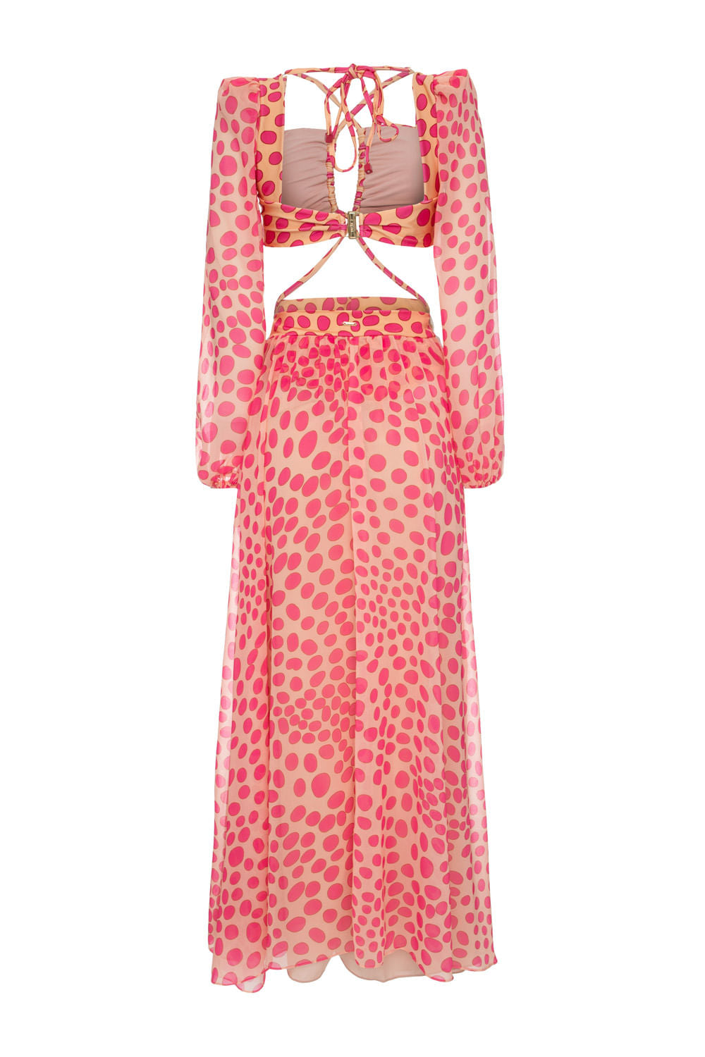 VESTIDO LONGO TRANSPARÊNCIA POÁ BOSSA ROSA