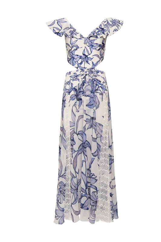 VESTIDO LONGO BABADO STARGAZER OFF WHITE