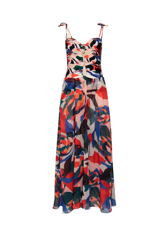 VESTIDO LONGO TRANÇADO PROTEA VERMELHO