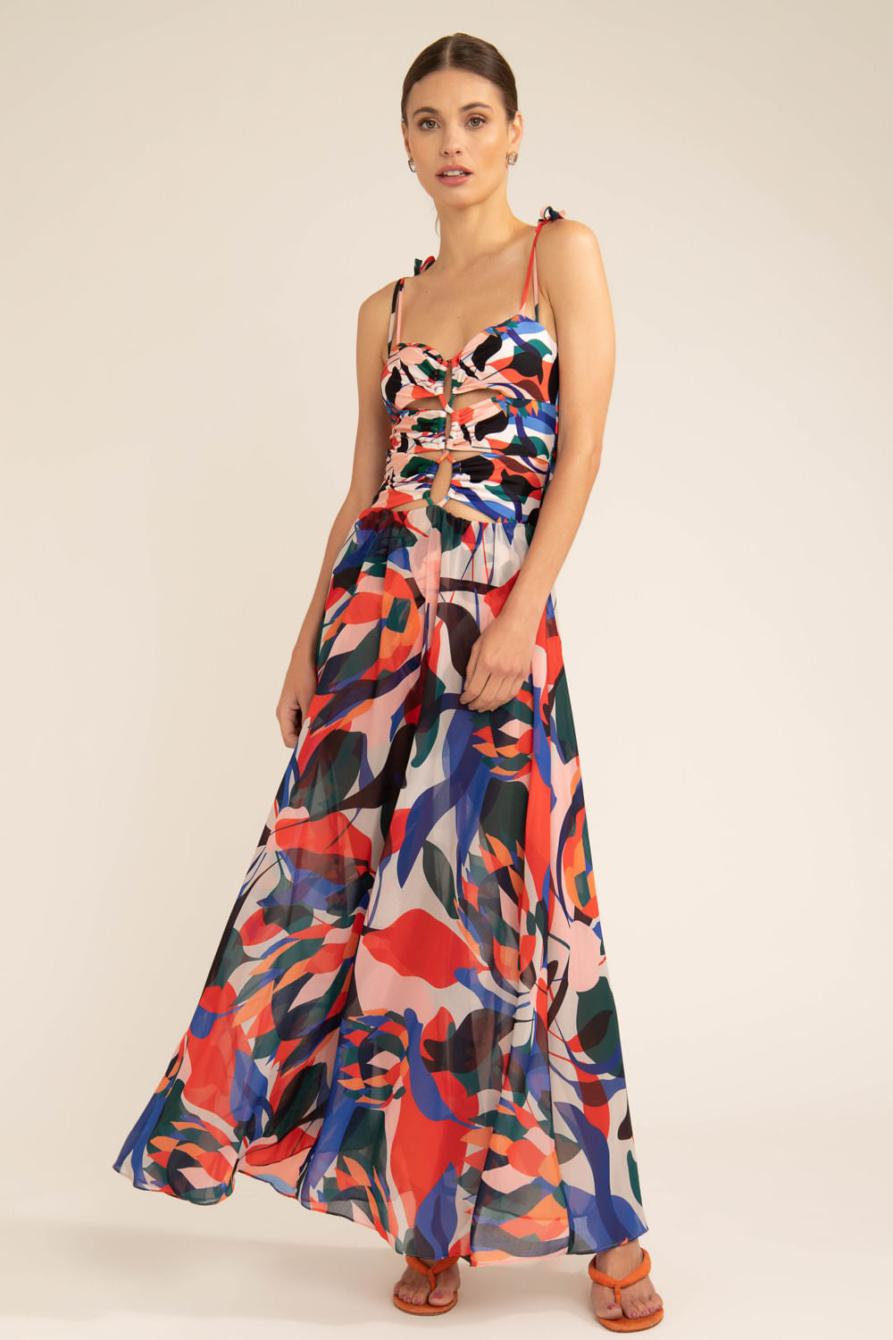VESTIDO LONGO TRANÇADO PROTEA VERMELHO