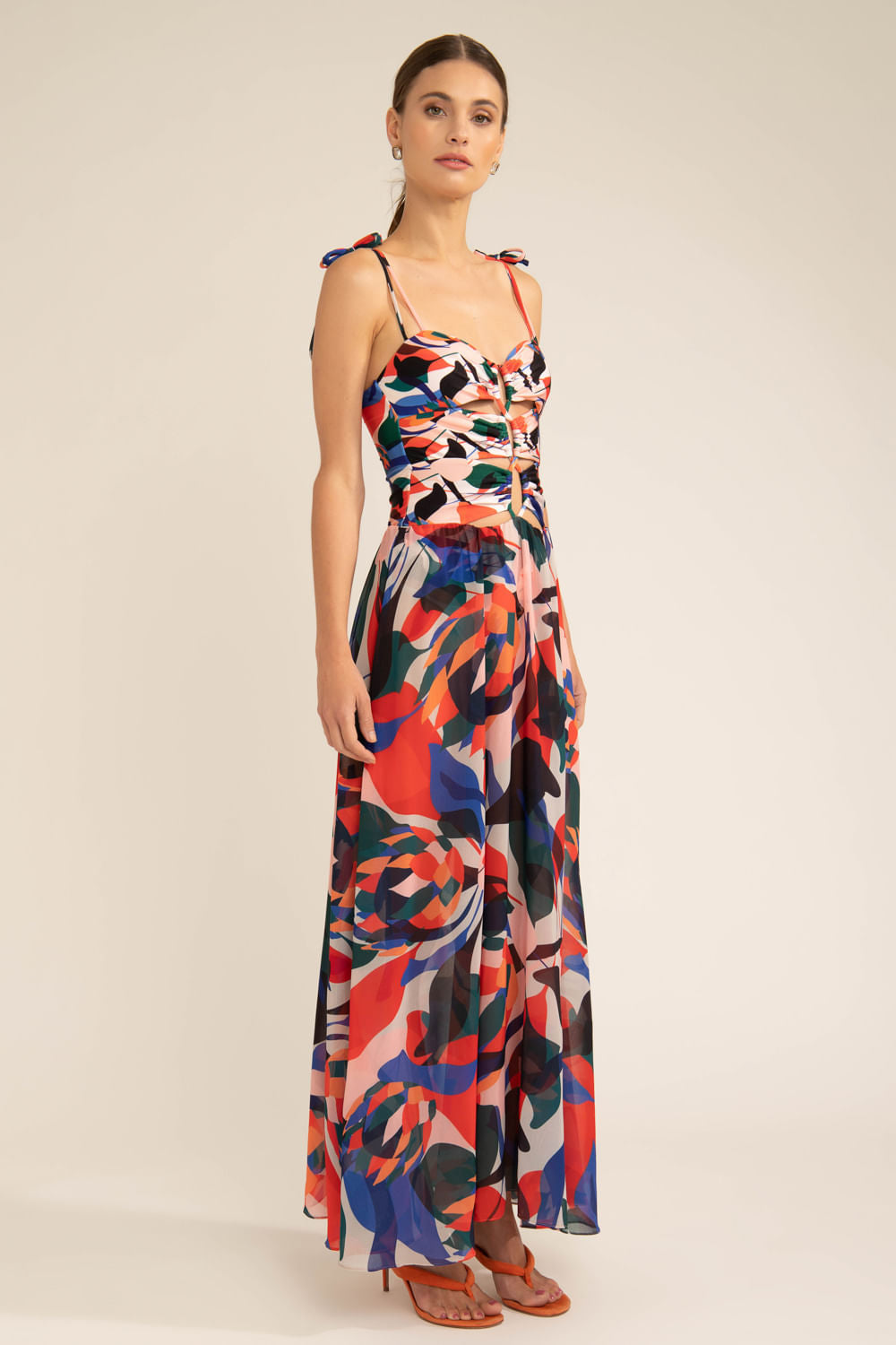VESTIDO LONGO TRANÇADO PROTEA VERMELHO