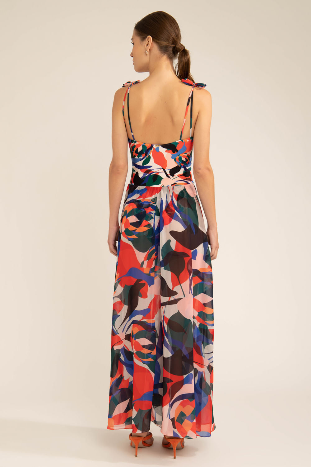 VESTIDO LONGO TRANÇADO PROTEA VERMELHO