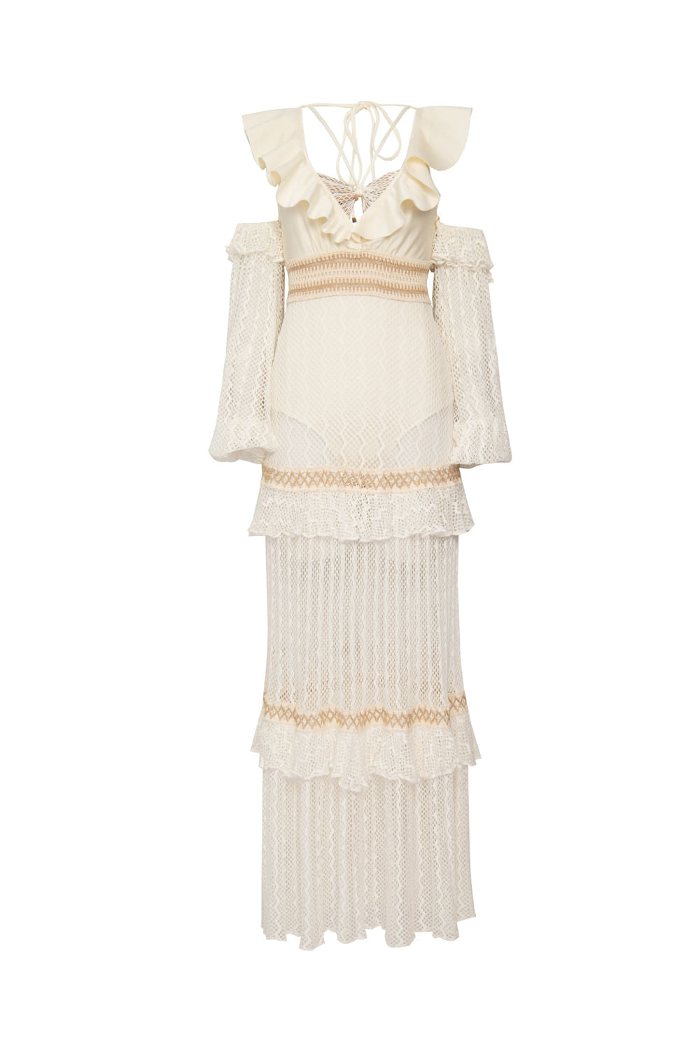 Vestido longo tela lycra navy off white