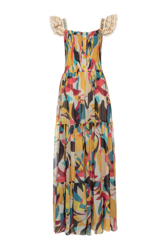 VESTIDO LONGO LASTEX PROTEA AMARELO