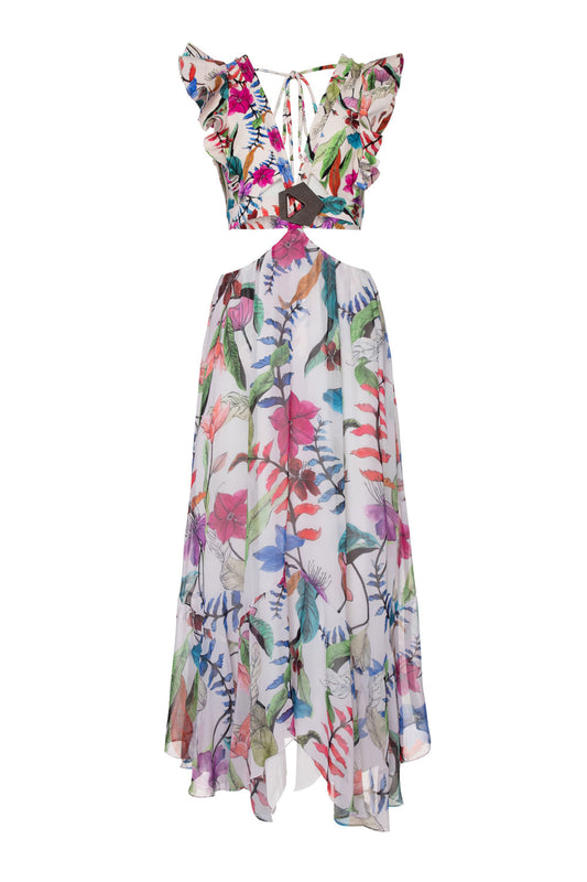 VESTIDO LONGO BABADO ZAMIA OFF WHITE