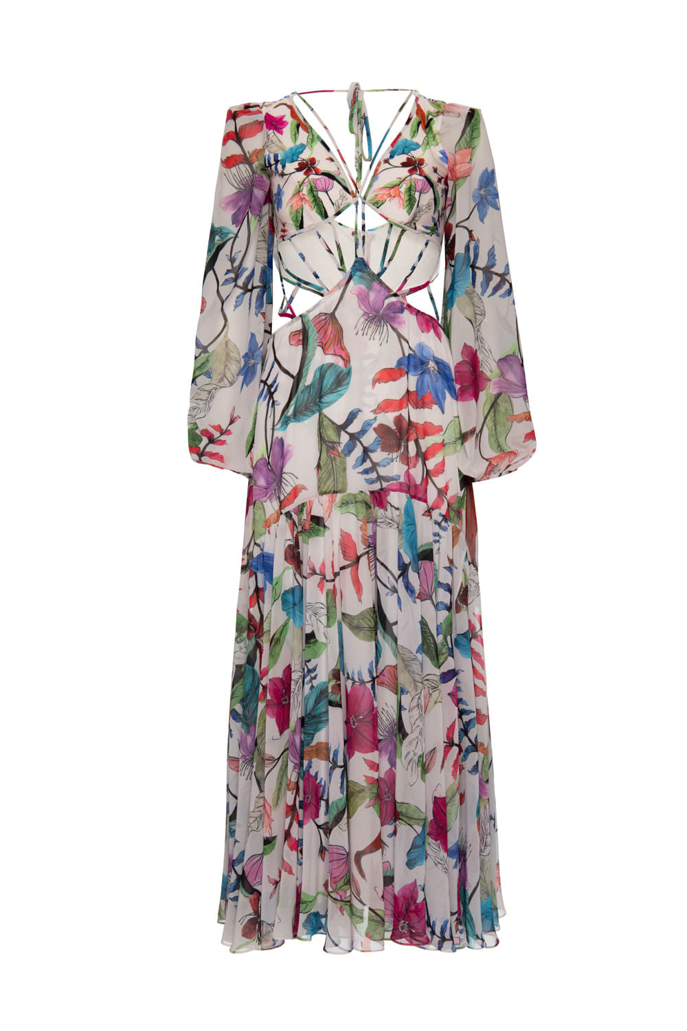 Vestido longo cordão zamia off white