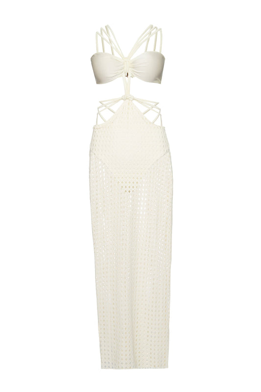 VESTIDO LONGO TIRAS LYCRA STRIPS OFF WHITE