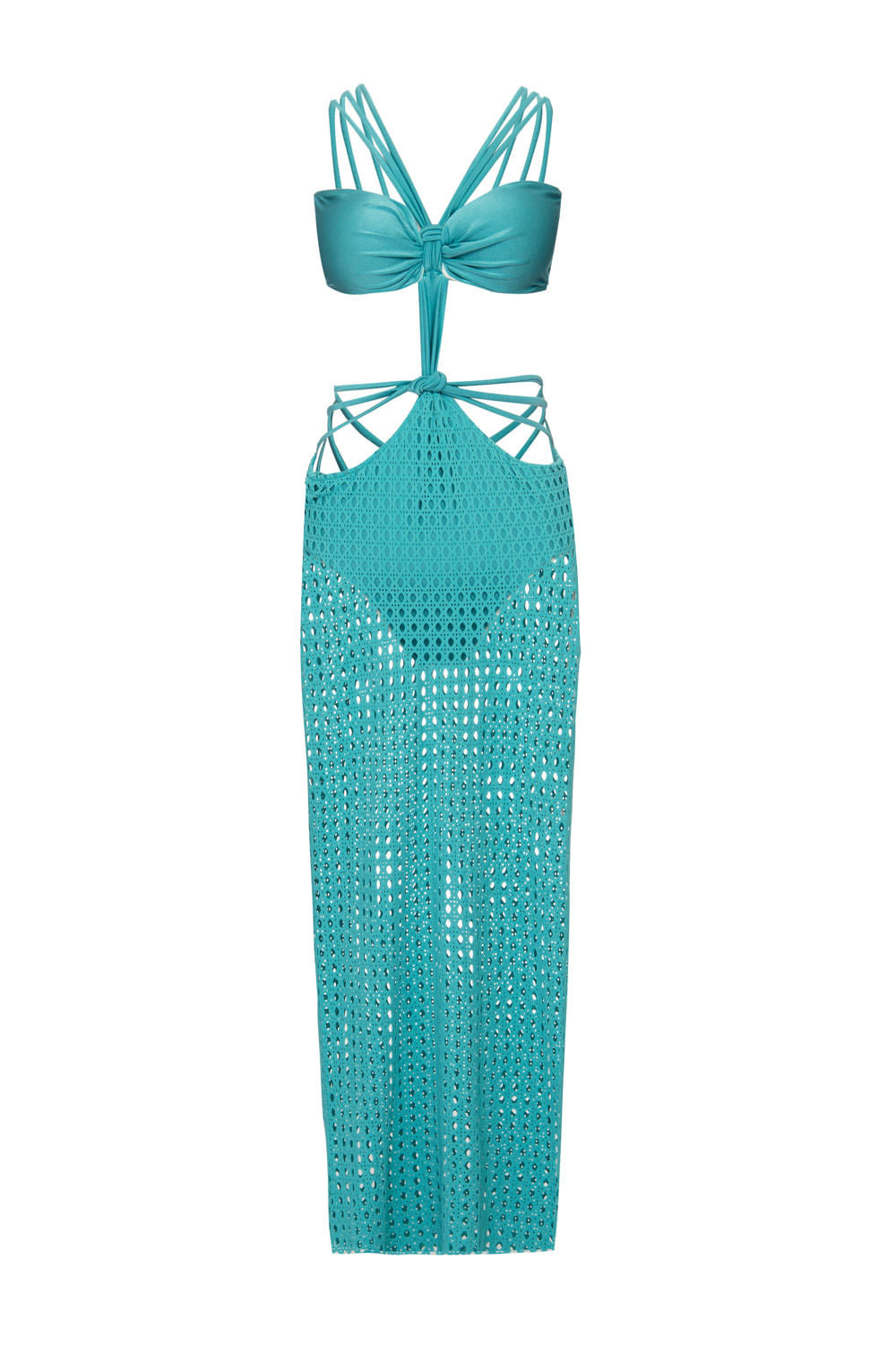 VESTIDO LONGO TIRAS LYCRA STRIPS AZUL