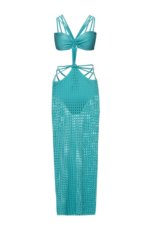 VESTIDO LONGO TIRAS LYCRA STRIPS AZUL