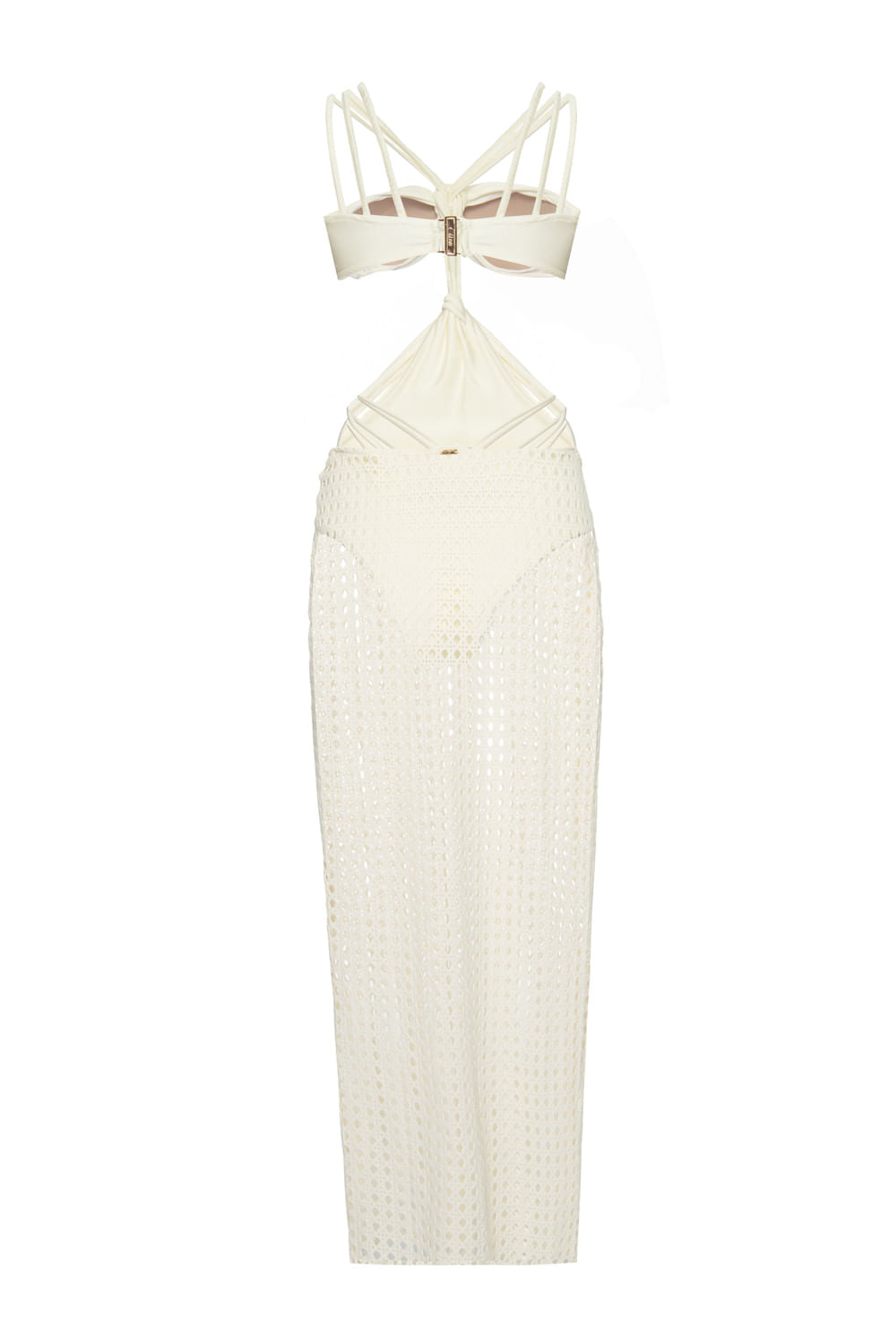 VESTIDO LONGO TIRAS LYCRA STRIPS OFF WHITE