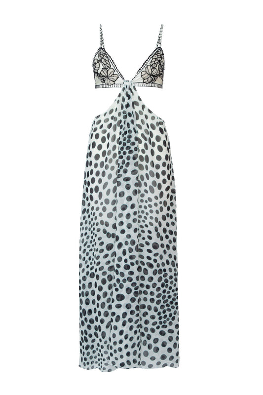 Vestido longo busto bordado poÃ¡ bossa off white