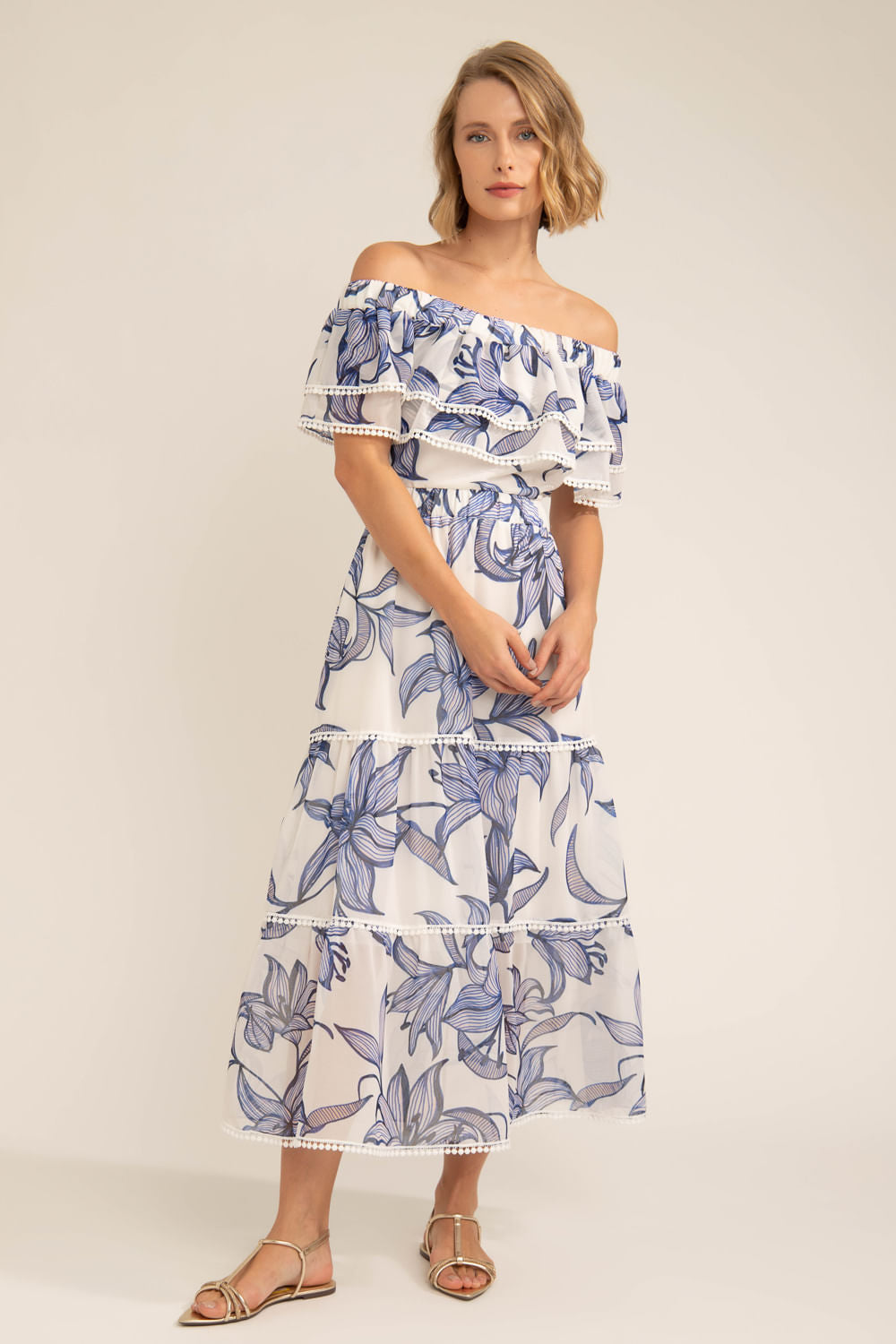 VESTIDO MIDI I22 OFF WHITE