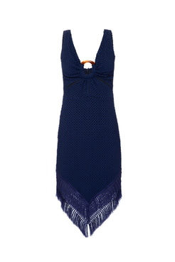 VESTIDO MÍDI FRANJAS DEEP DIVE AZUL