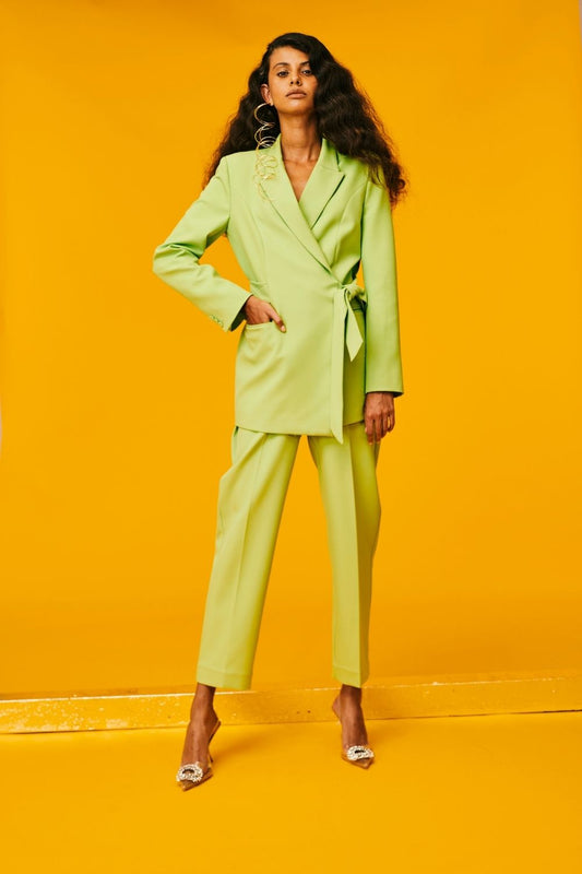 Blazer transpassado crepe verde