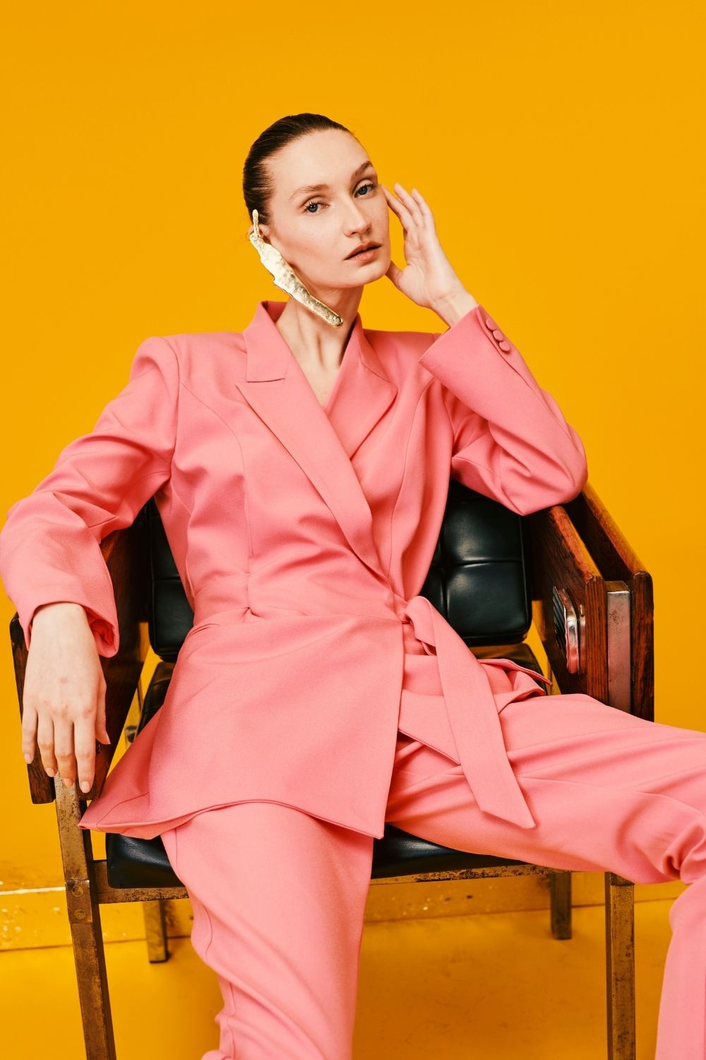 Blazer transpassado crepe rosa