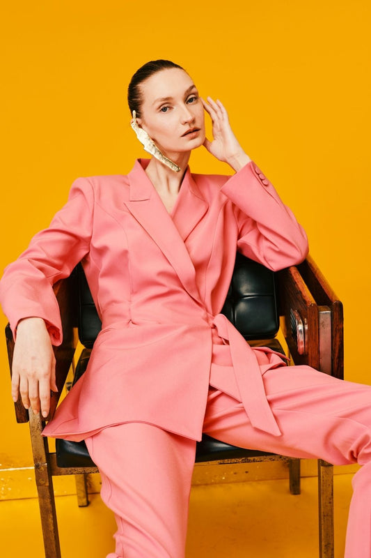 Blazer transpassado crepe rosa