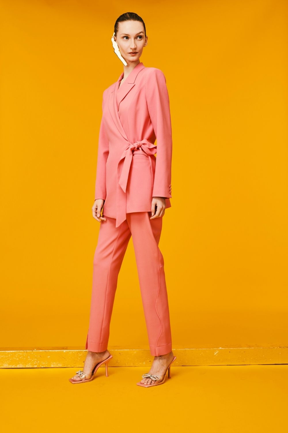 Blazer transpassado crepe rosa