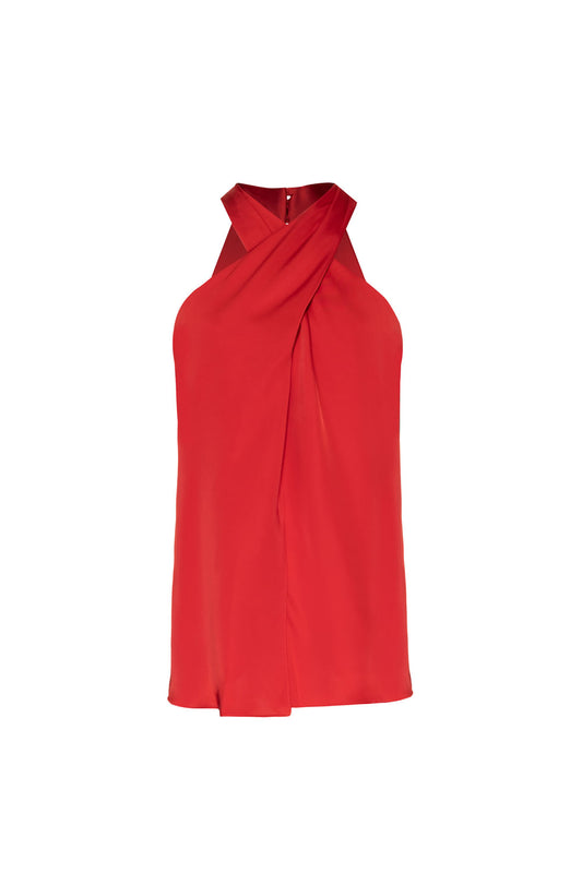 Blusa frente única cetim vermelho