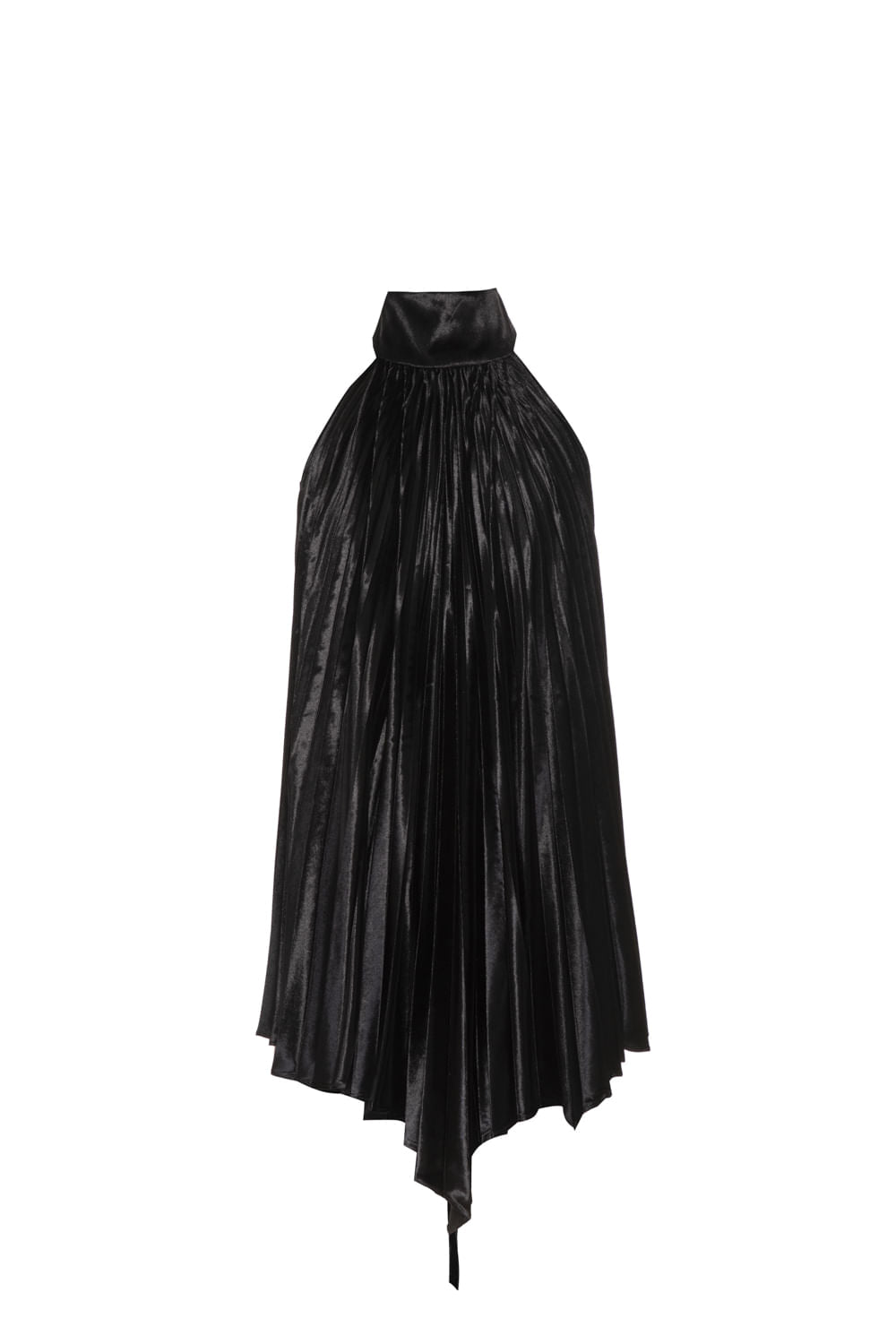 BLUSA FRENTE ÚNICA VELUDO PLISSADO PRETO