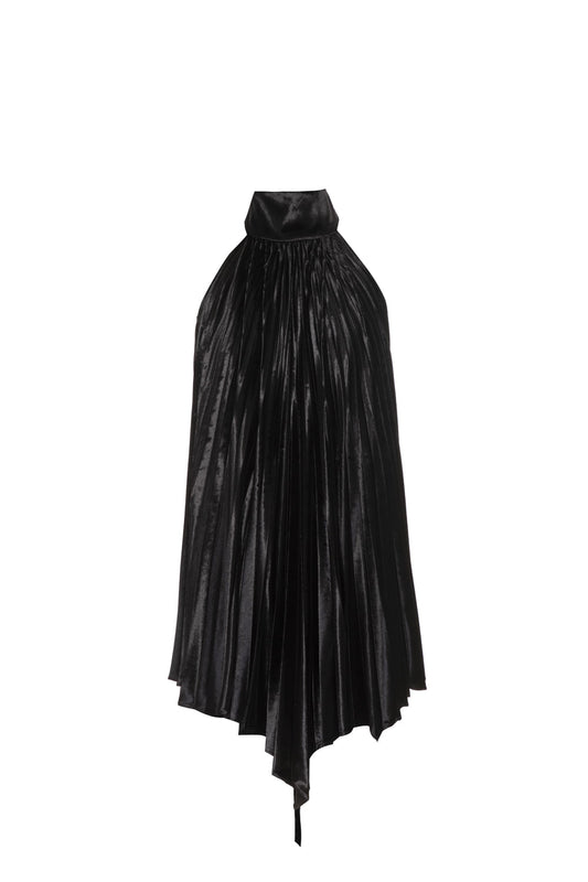 Blusa frente única veludo plissado preto