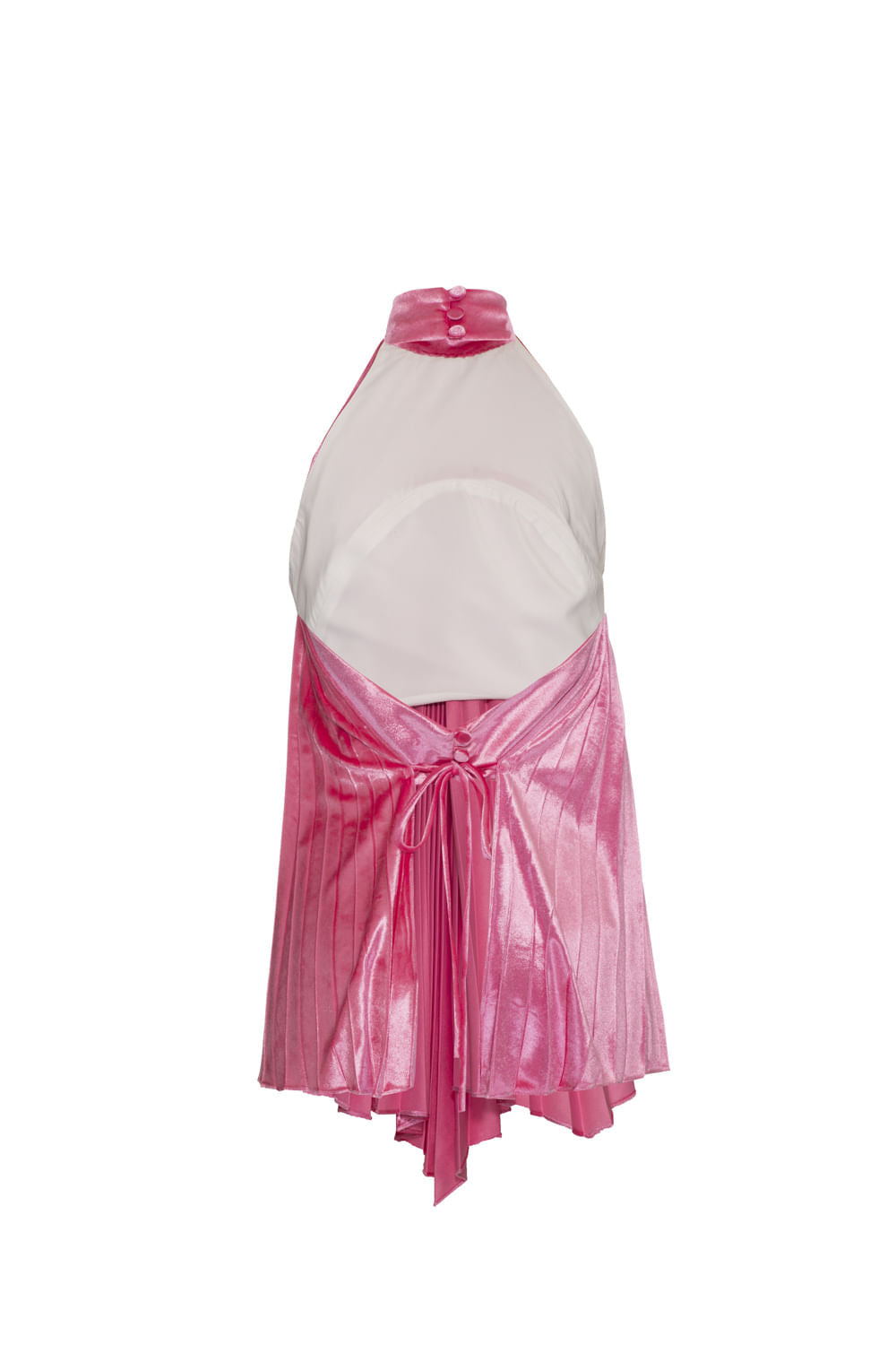 Blusa frente única veludo plissado rosa