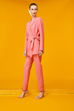 Calça transpassada crepe rosa