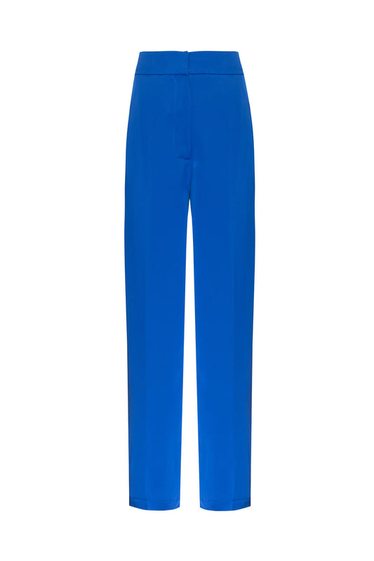 CALÇA RETA CETIM AZUL