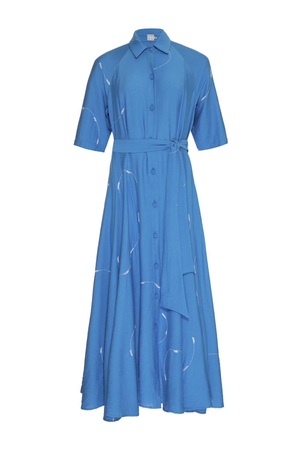 CHEMISE MÍDI BORDADO CIRCLES AZUL