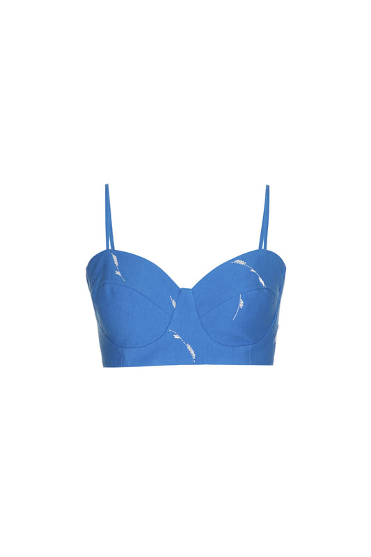 TOP CROPPED CIRCLES AZUL