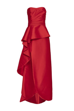 VESTIDO LONGO CAMADAS BABADO ZIBELINE VERMELHO