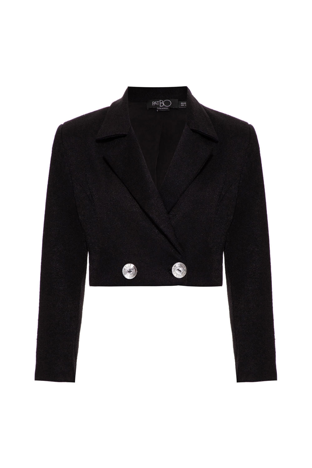 Blazer curto transpassado malha luxor spy preto