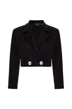 Blazer curto transpassado malha luxor spy preto