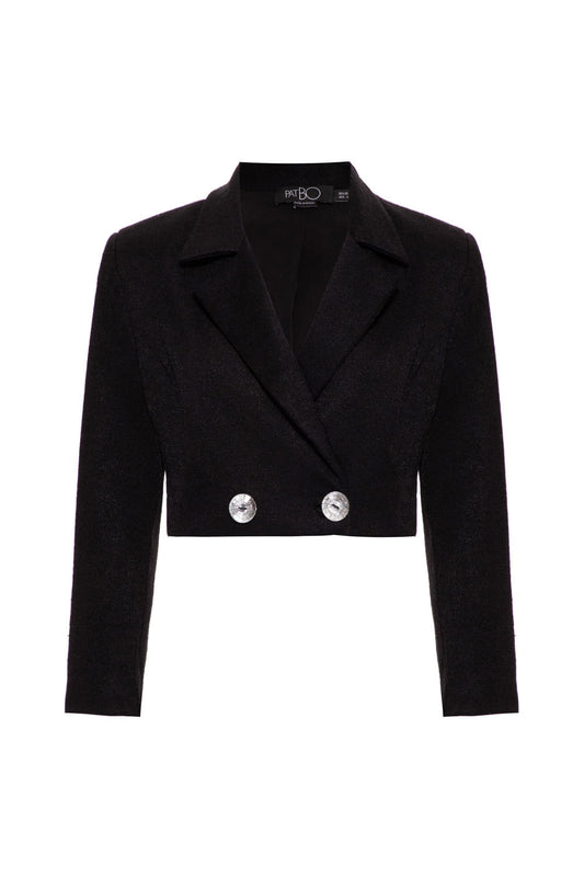 Blazer curto transpassado malha luxor spy preto