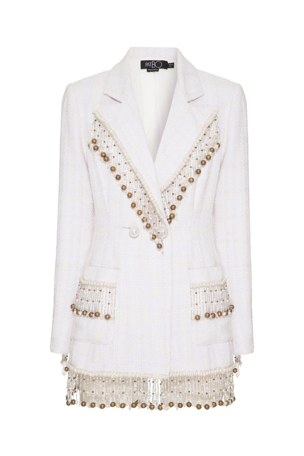 Blazer transpassado bordado tweed charlotte off white