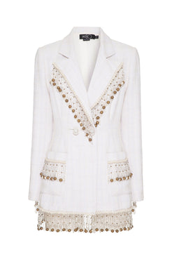 Blazer transpassado bordado tweed charlotte off white