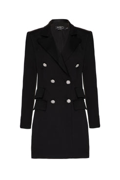 Blazer longo transpassado botões cetim rampling preto