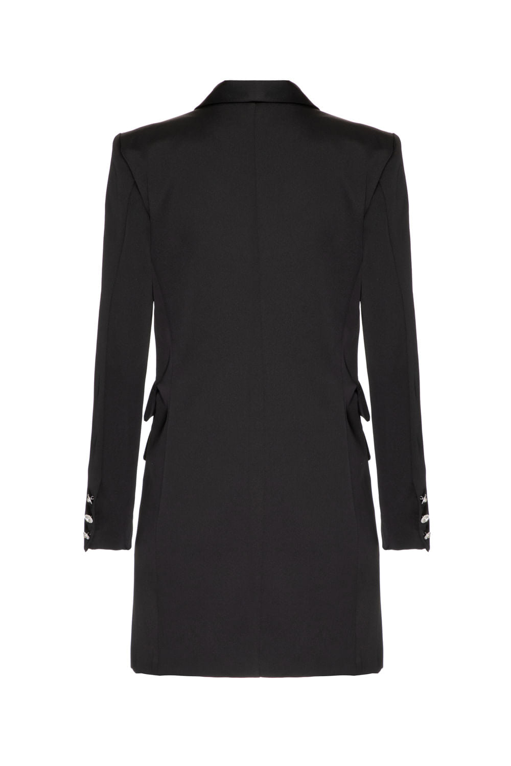 BLAZER LONGO TRANSPASSADO BOTÕES CETIM RAMPLING PRETO