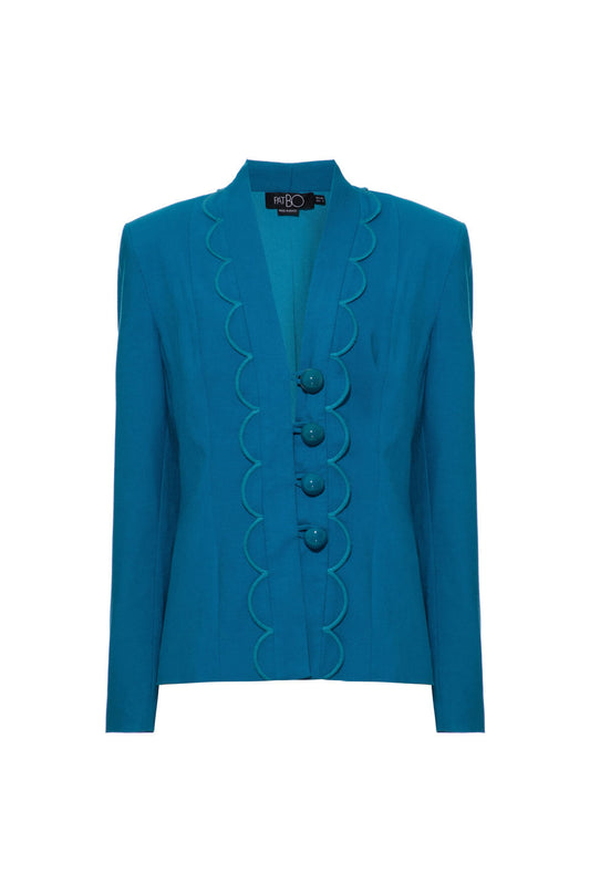 Blazer recorte linho nilo matron azul