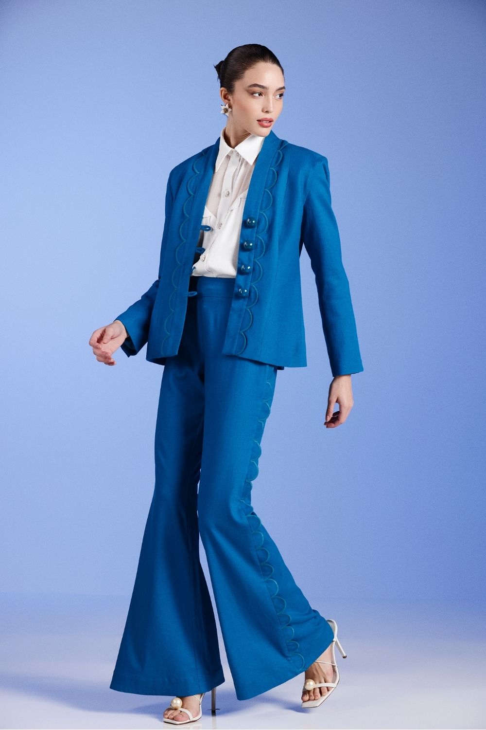 BLAZER RECORTE LINHO NILO MATRON AZUL