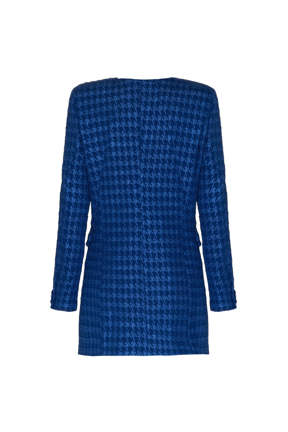 BLAZER TRANSPASSADO JACQUARD PIED DE POULE AZUL