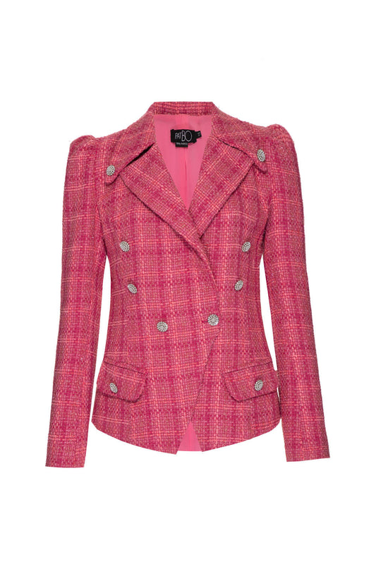 Blazer botÃµes tweed charlotte - mÃ£es rosa