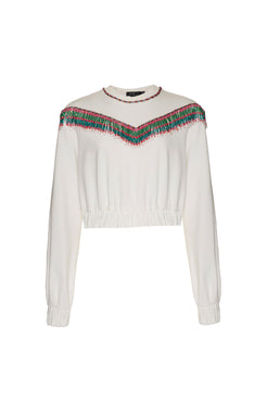 Blusa bordada mangas moletom lucy - mães off white